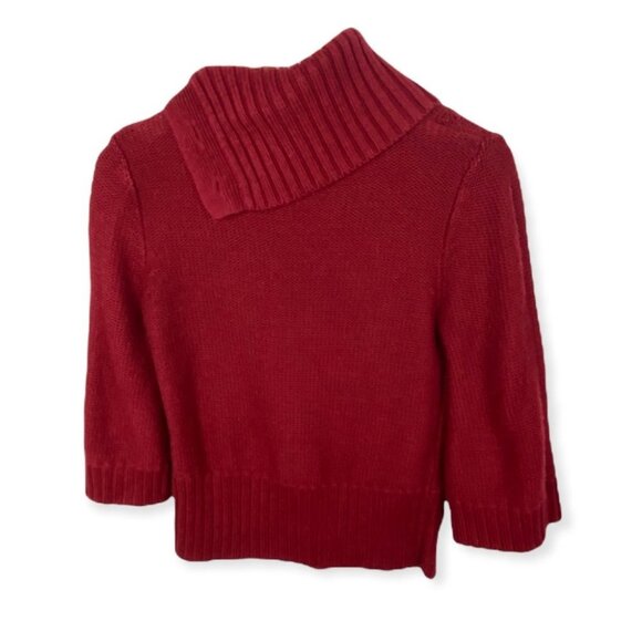 Sundance Catalogue Red Cowl Neck Sweater Short Sleeve Knit Size Small Button Top - Picture 3 of 8